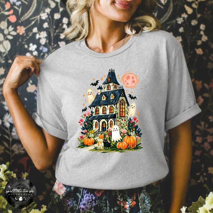 Fun Halloween Haunted House Tee | Vintage Spooky House Graphic T-Shirt