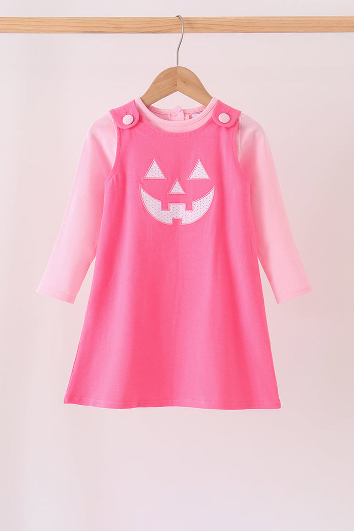 Pink Jack-O-Lantern applique 2pc dress set