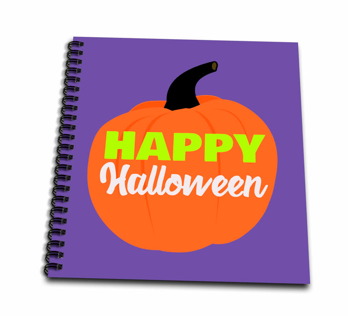 3dRose Happy Halloween Pumpkin Purple and Green - Drawing Books (db_350524)