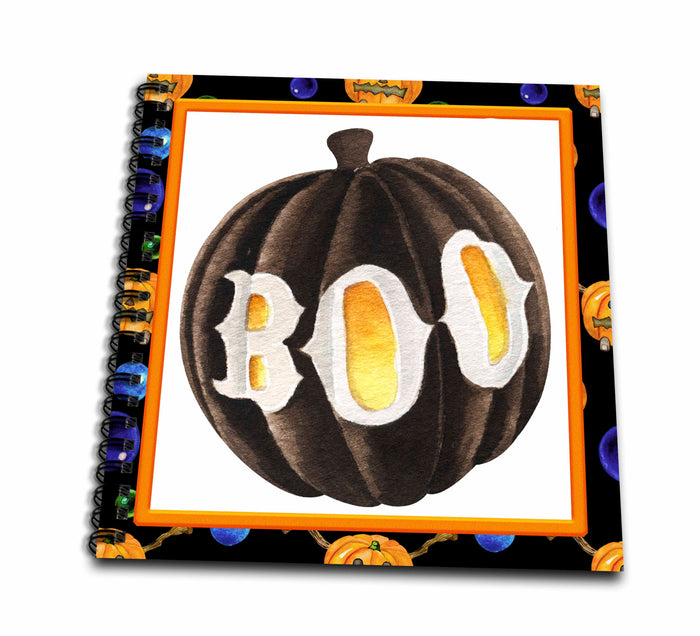 3dRose Halloween Boo Jack-O-Lantern Pumpkin Design - Drawing Books (db-369163)
