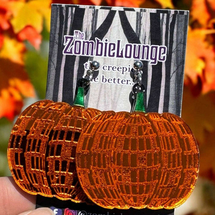 Disco Pumpkin Acrylic Halloween Earrings