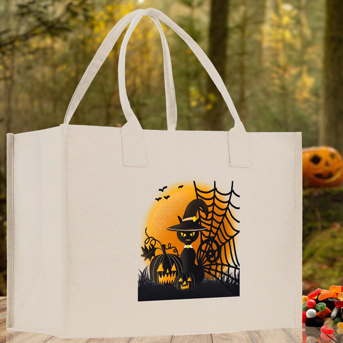 Halloween Trick or Treat Tote Bag Halloween Tote Bag for Kids Halloween Gift Halloween Candy Bag Halloween Doodles Cute Canvas Tote Bag