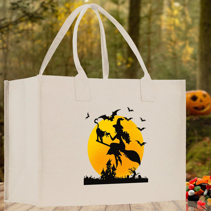 Halloween Trick or Treat Tote Bag Halloween Tote Bag for Kids Halloween Gift Halloween Candy Bag Halloween Doodles Cute Canvas Tote Bag
