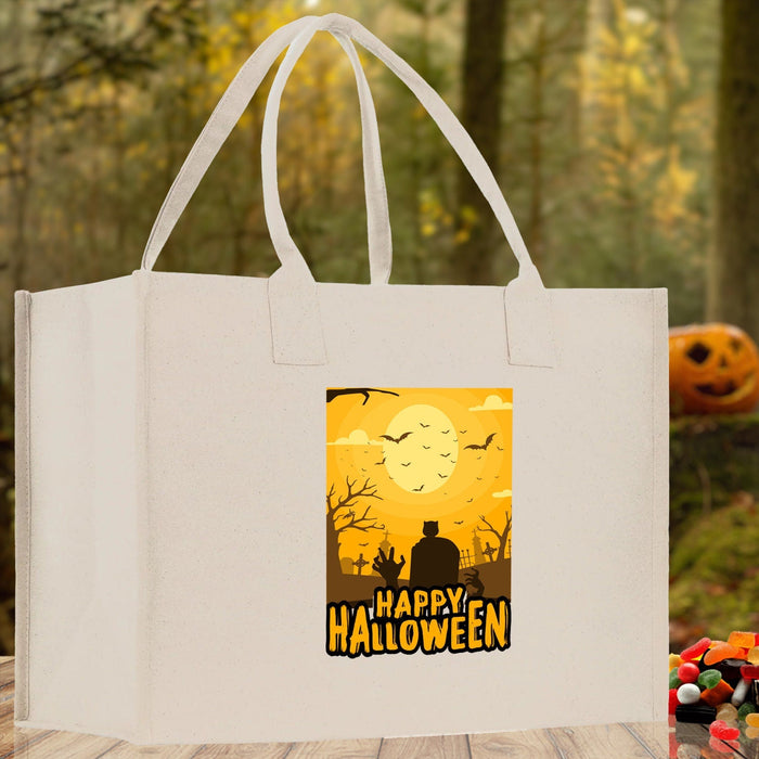 Halloween Trick or Treat Tote Bag Halloween Tote Bag for Kids Halloween Gift Halloween Candy Bag Halloween Doodles Cute Canvas Tote Bag