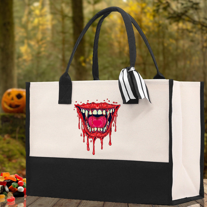 Halloween Trick or Treat Tote Bag Halloween Tote Bag for Kids Halloween Gift Halloween Candy Bag Halloween Doodles Cute Canvas Tote Bag