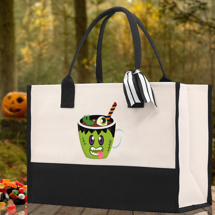 Halloween Trick or Treat Tote Bag Halloween Tote Bag for Kids Halloween Gift Halloween Candy Bag Halloween Doodles Cute Canvas Tote Bag