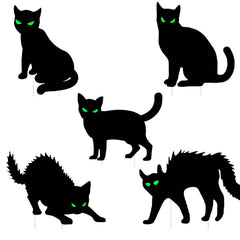 6-Pieces: Glow in the Dark Halloween Yard Sign Decorations with 12 Stakes
