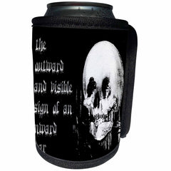 3dRose Taiche - Halloween - Skulls - All Is Vanity - ghost, halloween, optical illusion, paranormal, seasonal, silhouette, skeleton - Can Cooler Bottle Wrap (cc_47079)