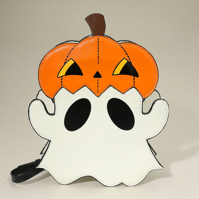 Faux Leather Halloween Pumpkin Ghost Crossbody Bag