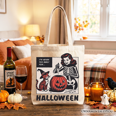 It's Never Too Early for Halloween Tote Bag, Funny Retro Gift Shopper for Sassy Women