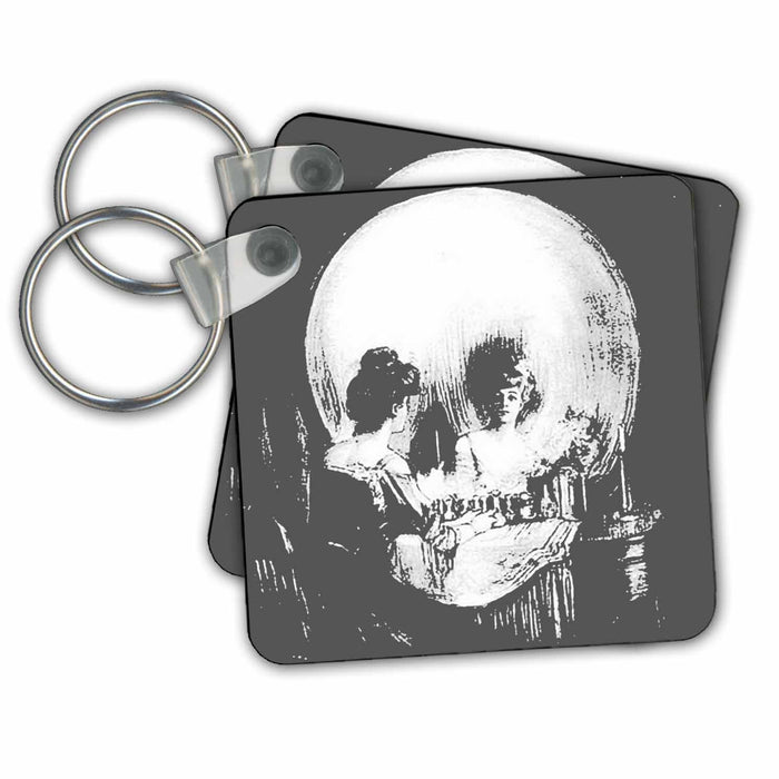 3dRose Key Chains All Is Vanity - ghost, halloween, optical illusion, paranormal, seasonal, silhouette, skeleton (kc-46711-1)