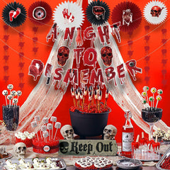 Halloween horror-themed haunted house holiday party decoration set flag background cloth card balloon honeycomb ornament