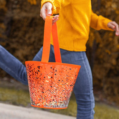 Confetti Trick-or-Treat Orange Halloween Candy Bucket