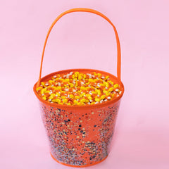 Confetti Trick-or-Treat Orange Halloween Candy Bucket