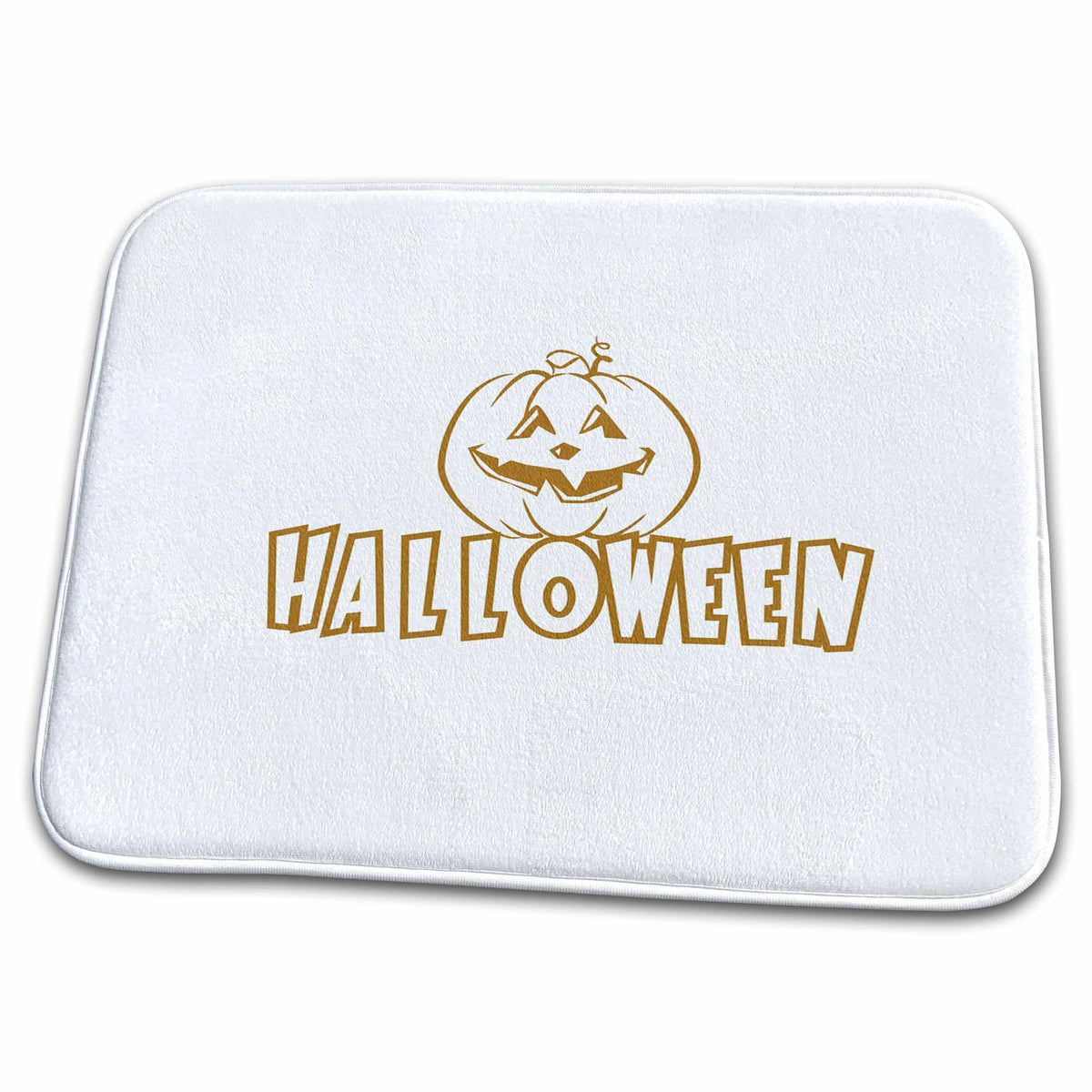 3dRose PS Halloween - Halloween orange word art and Pumpkin - Dish Drying Mats (ddm-164575)