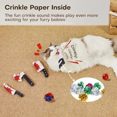 4Pcs Cat Toys, Horror Halloween Knife-Shaped Kitten Catnip Crinkly Sound Toys, Indoor Exercise for All Cat Breeds 6.5 Inches