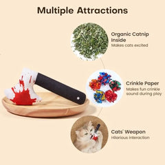 4Pcs Cat Toys, Horror Halloween Knife-Shaped Kitten Catnip Crinkly Sound Toys, Indoor Exercise for All Cat Breeds 6.5 Inches