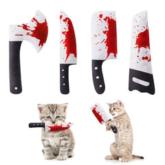 4Pcs Cat Toys, Horror Halloween Knife-Shaped Kitten Catnip Crinkly Sound Toys, Indoor Exercise for All Cat Breeds 6.5 Inches