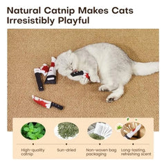 4Pcs Cat Toys, Horror Halloween Knife-Shaped Kitten Catnip Crinkly Sound Toys, Indoor Exercise for All Cat Breeds 6.5 Inches