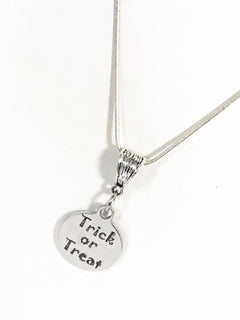 Trick or Treat Necklace, Halloween Outfit Jewelry, Halloween Necklace, Trick or Treat Jewelry Gift, No Tricks Just Treats Jewelry