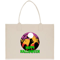 Halloween Trick or Treat Tote Bag Halloween Tote Bag for Kids Halloween Gift Halloween Candy Bag Halloween Doodles Cute Canvas Tote Bag
