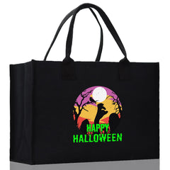 Halloween Trick or Treat Tote Bag Halloween Tote Bag for Kids Halloween Gift Halloween Candy Bag Halloween Doodles Cute Canvas Tote Bag