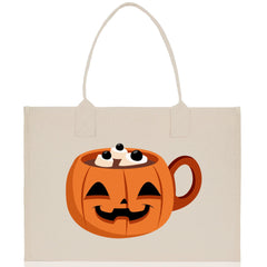 Halloween Trick or Treat Tote Bag Halloween Tote Bag for Kids Halloween Gift Halloween Candy Bag Halloween Doodles Cute Canvas Tote Bag