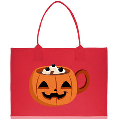 Halloween Trick or Treat Tote Bag Halloween Tote Bag for Kids Halloween Gift Halloween Candy Bag Halloween Doodles Cute Canvas Tote Bag