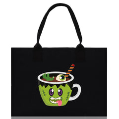 Halloween Trick or Treat Tote Bag Halloween Tote Bag for Kids Halloween Gift Halloween Candy Bag Halloween Doodles Cute Canvas Tote Bag