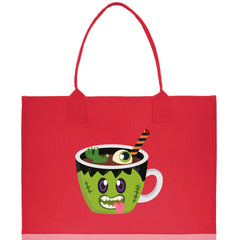 Halloween Trick or Treat Tote Bag Halloween Tote Bag for Kids Halloween Gift Halloween Candy Bag Halloween Doodles Cute Canvas Tote Bag