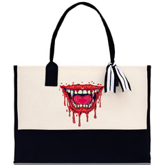 Halloween Trick or Treat Tote Bag Halloween Tote Bag for Kids Halloween Gift Halloween Candy Bag Halloween Doodles Cute Canvas Tote Bag