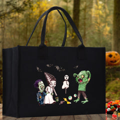 Halloween Trick or Treat Tote Bag Halloween Tote Bag for Kids Halloween Gift Halloween Candy Bag Halloween Doodles Cute Canvas Tote Bag