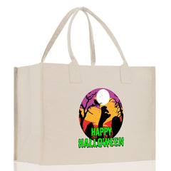 Halloween Trick or Treat Tote Bag Halloween Tote Bag for Kids Halloween Gift Halloween Candy Bag Halloween Doodles Cute Canvas Tote Bag