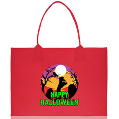 Halloween Trick or Treat Tote Bag Halloween Tote Bag for Kids Halloween Gift Halloween Candy Bag Halloween Doodles Cute Canvas Tote Bag