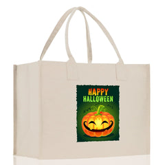 Halloween Trick or Treat Tote Bag Halloween Tote Bag for Kids Halloween Gift Halloween Candy Bag Halloween Doodles Cute Canvas Tote Bag