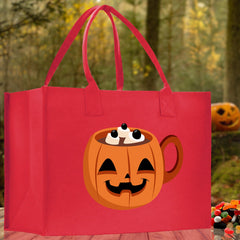 Halloween Trick or Treat Tote Bag Halloween Tote Bag for Kids Halloween Gift Halloween Candy Bag Halloween Doodles Cute Canvas Tote Bag