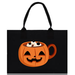 Halloween Trick or Treat Tote Bag Halloween Tote Bag for Kids Halloween Gift Halloween Candy Bag Halloween Doodles Cute Canvas Tote Bag