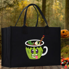 Halloween Trick or Treat Tote Bag Halloween Tote Bag for Kids Halloween Gift Halloween Candy Bag Halloween Doodles Cute Canvas Tote Bag