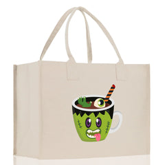 Halloween Trick or Treat Tote Bag Halloween Tote Bag for Kids Halloween Gift Halloween Candy Bag Halloween Doodles Cute Canvas Tote Bag