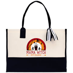 Halloween Trick or Treat Tote Bag Halloween Tote Bag for Kids Halloween Gift Halloween Candy Bag Halloween Doodles Cute Canvas Tote Bag