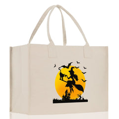 Halloween Trick or Treat Tote Bag Halloween Tote Bag for Kids Halloween Gift Halloween Candy Bag Halloween Doodles Cute Canvas Tote Bag