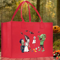 Halloween Trick or Treat Tote Bag Halloween Tote Bag for Kids Halloween Gift Halloween Candy Bag Halloween Doodles Cute Canvas Tote Bag