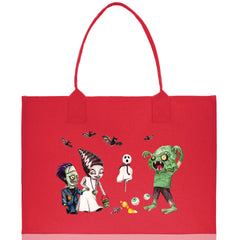 Halloween Trick or Treat Tote Bag Halloween Tote Bag for Kids Halloween Gift Halloween Candy Bag Halloween Doodles Cute Canvas Tote Bag