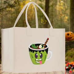 Halloween Trick or Treat Tote Bag Halloween Tote Bag for Kids Halloween Gift Halloween Candy Bag Halloween Doodles Cute Canvas Tote Bag