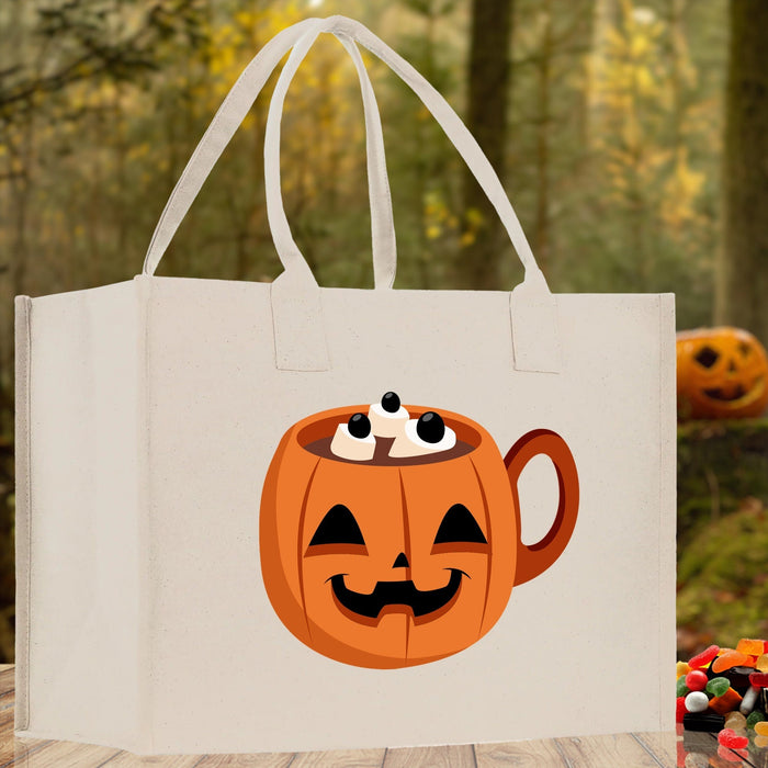 Halloween Trick or Treat Tote Bag Halloween Tote Bag for Kids Halloween Gift Halloween Candy Bag Halloween Doodles Cute Canvas Tote Bag
