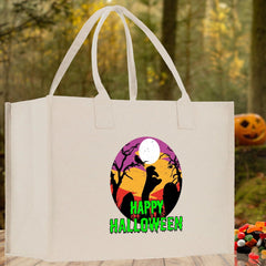 Halloween Trick or Treat Tote Bag Halloween Tote Bag for Kids Halloween Gift Halloween Candy Bag Halloween Doodles Cute Canvas Tote Bag