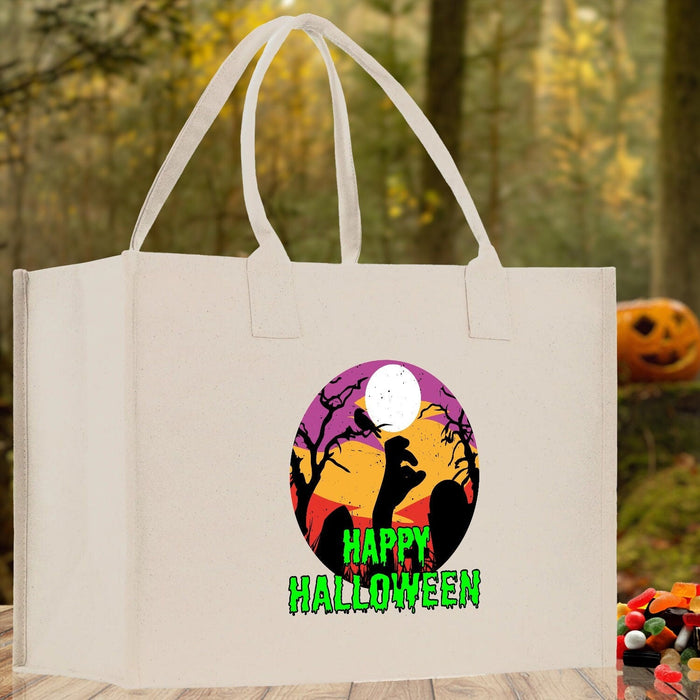 Halloween Trick or Treat Tote Bag Halloween Tote Bag for Kids Halloween Gift Halloween Candy Bag Halloween Doodles Cute Canvas Tote Bag
